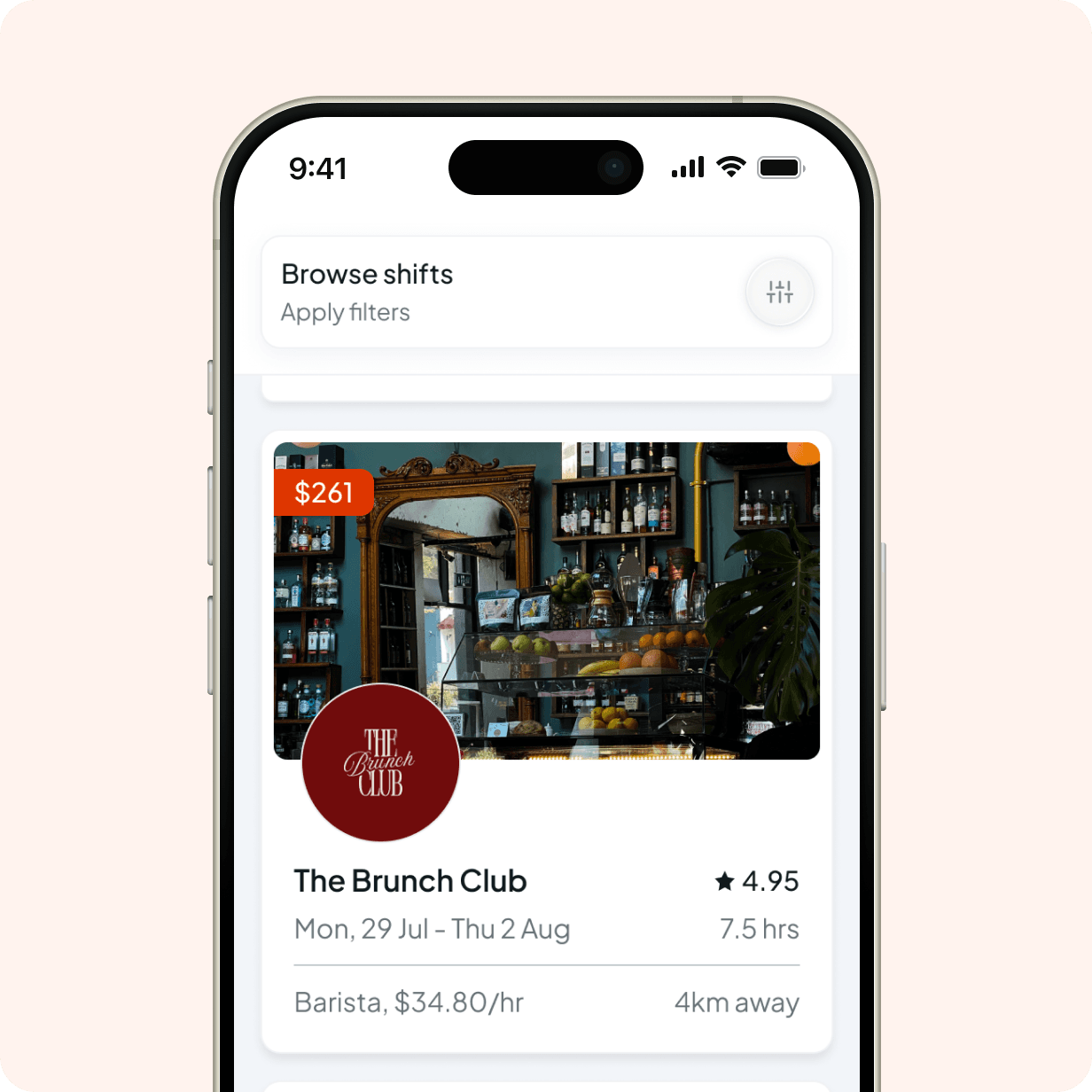 Shift details on a phone