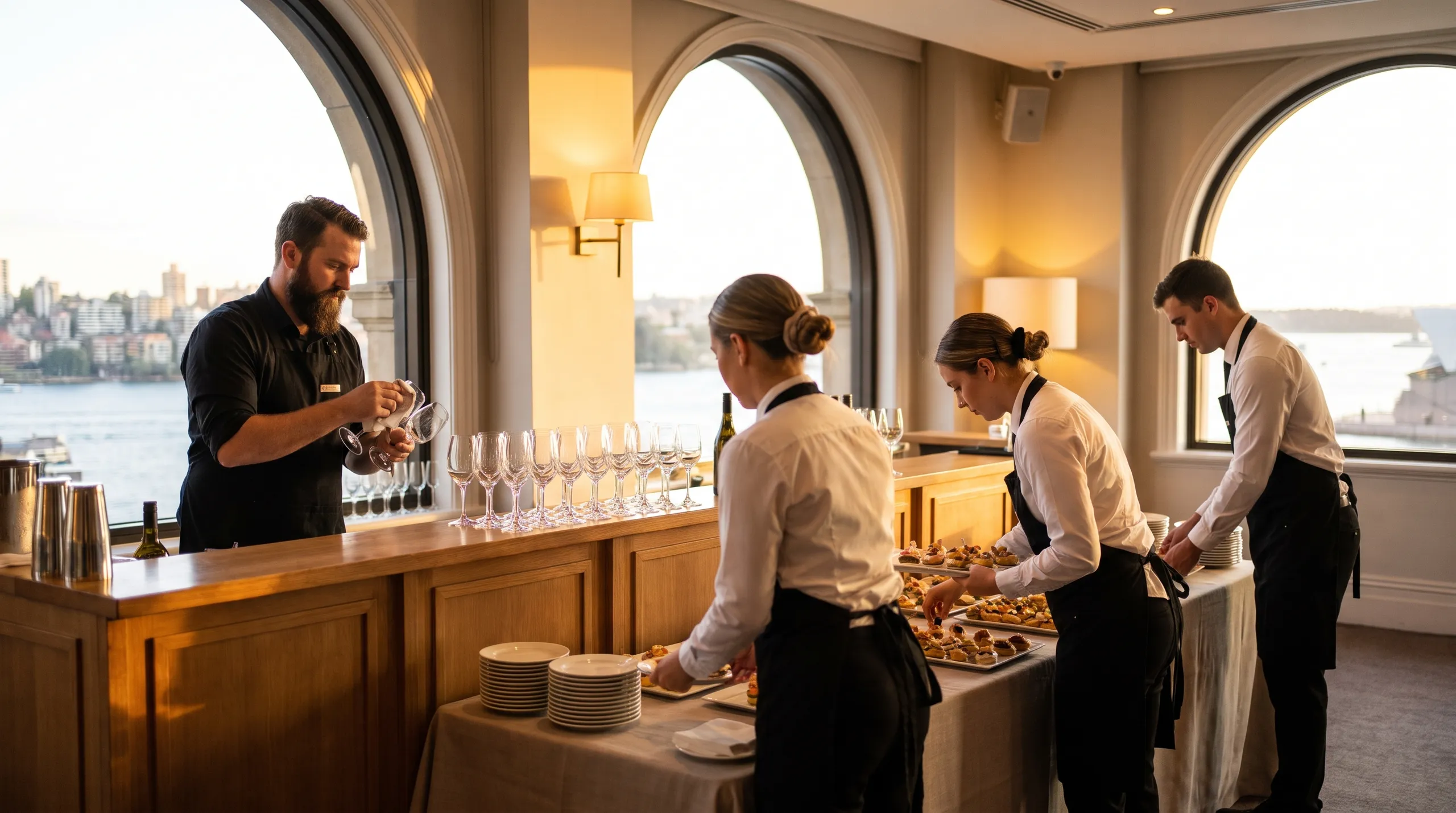 How many staff does a 100-guest function need? Bar and floor ratios, and what the crew costs on a Saturday at award rates